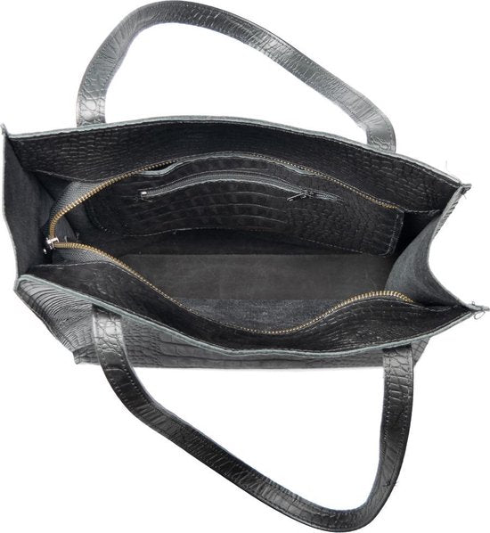 Dames Shopper - Zwart Leren Boodschappentas / Shopper Bag - Arrigo.nl