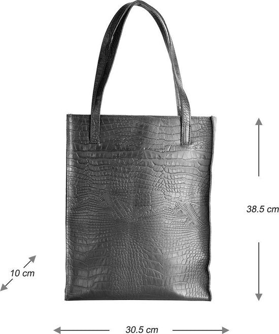 Dames Shopper - Zwart Leren Boodschappentas / Shopper Bag - Arrigo.nl