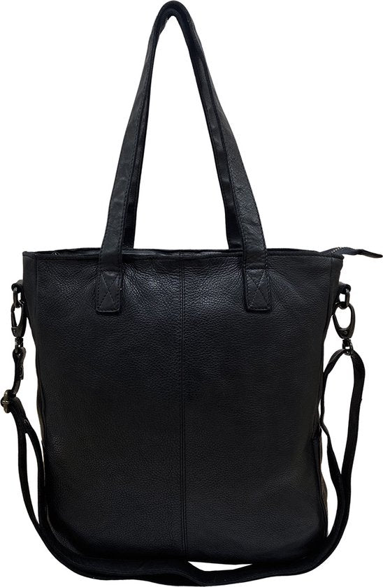 Valleycomfy Handtas dames grote shopper tas leer zwart klassieke boodschappentas, zwart, Large, Klassiek