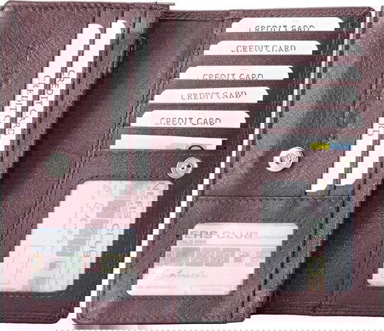 Dames portemonnee bordeauxrood leer RFID ideale dames portemonnee - Arrigo.nl