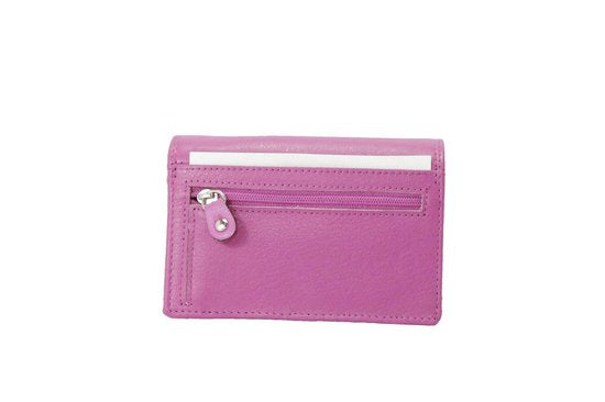 Dames portemonnee compact roze rfid ideale dames portemonnee echt leer - Arrigo Leather Goods