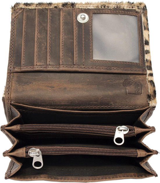 Dames portemonnee donkerbruin leer klein rfid leren dames portemonnee met - Arrigo Leather Goods