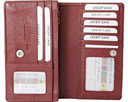 Dames portemonnee donkerrood leer RFID ideale dames portemonnee - Arrigo.nl