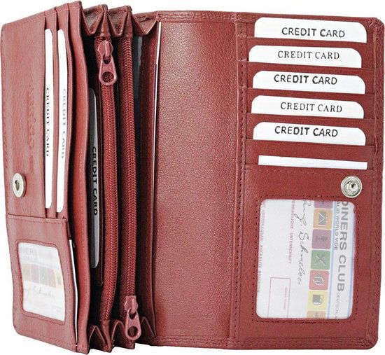 Dames portemonnee donkerrood leer RFID ideale dames portemonnee - Arrigo.nl