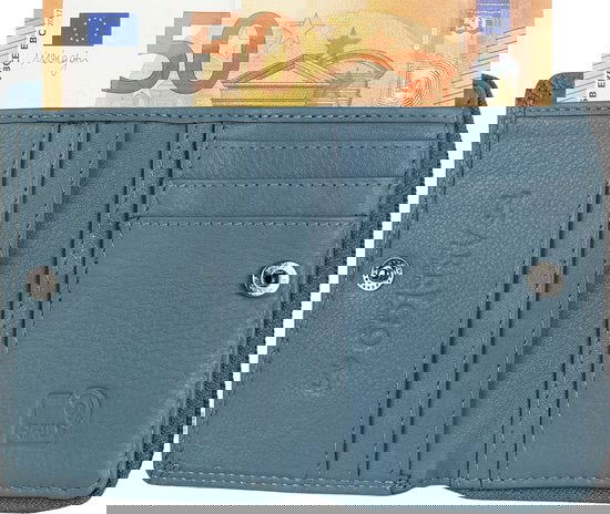 Dames portemonnee heren portemonnee portefeuille leer rfid ritsportemonnee lichtblauw - Arrigo Leather Goods