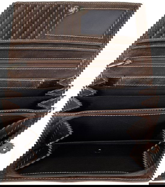 Dames portemonnee leer luxe overslag model met ritsvak cognac - Arrigo Leather Goods