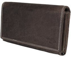 Dames portemonnee leer luxe overslag model met ritsvak cognac - Arrigo Leather Goods