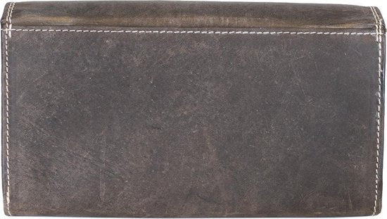 Dames portemonnee leer luxe overslag model met ritsvak donkerbruin - Arrigo Leather Goods