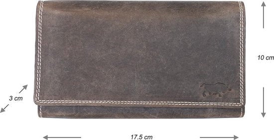 Dames portemonnee leer luxe overslag model met ritsvak donkerbruin - Arrigo Leather Goods