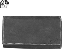 Dames portemonnee leer luxe overslag model met ritsvak zwart - Arrigo Leather Goods