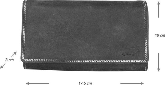 Dames portemonnee leer luxe overslag model met ritsvak zwart - Arrigo Leather Goods