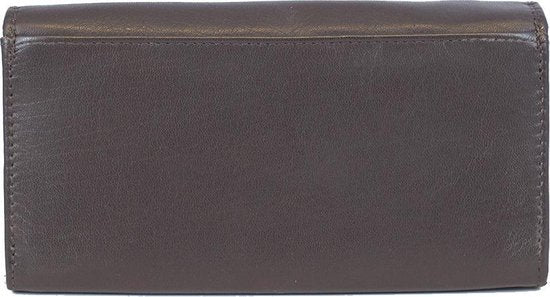 Dames portemonnee leer met knipsluiting donkerbruin - Arrigo.nl