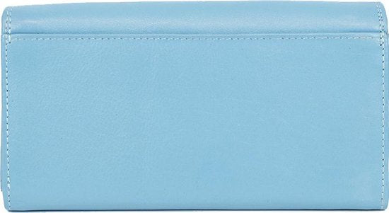 Dames portemonnee leer met knipsluitng lichtblauw portemonnee dames leer lichtblauw - Arrigo.nl