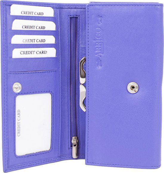 Dames portemonnee leer met knipsluitng paars portemonnee dames leer paars - Arrigo Leather Goods