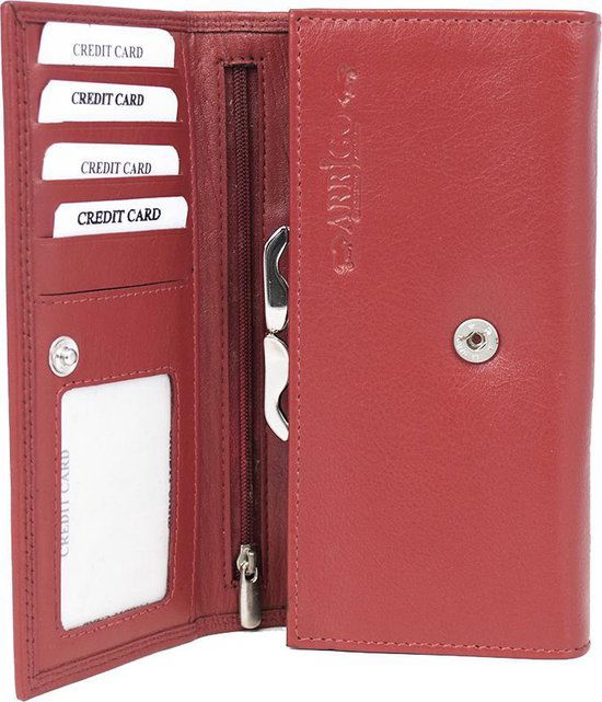 Dames portemonnee leer met knipsluitng rood portemonnee dames leer rood - Arrigo Leather Goods