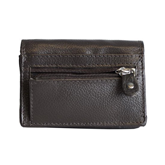 Dames portemonnee mini donkerbruin leer dames portemonnee donkerbruin extra klein - Arrigo.nl