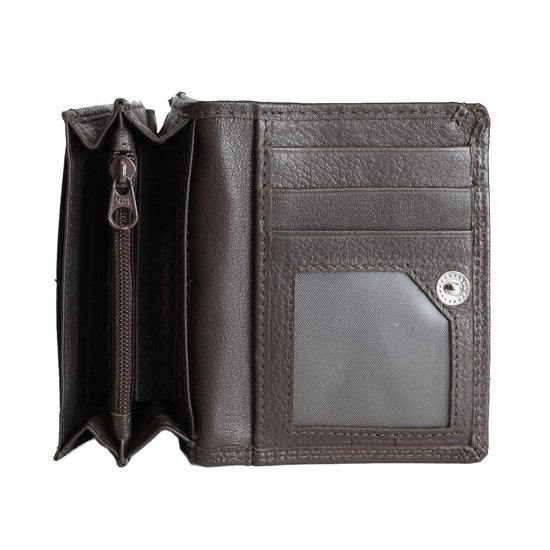 Dames portemonnee mini donkerbruin leer dames portemonnee donkerbruin extra klein - Arrigo.nl