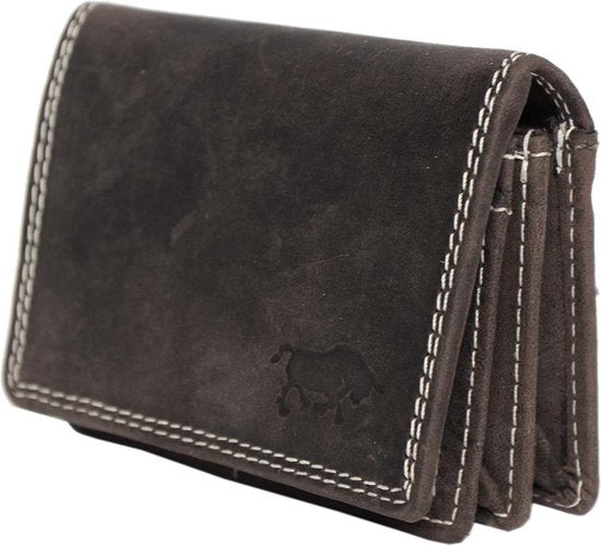 Dames portemonnee mini donkerbruin leer klein model met rits en - Arrigo.nl