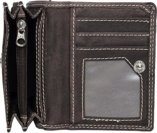 Dames portemonnee mini donkerbruin leer klein model met rits en - Arrigo.nl