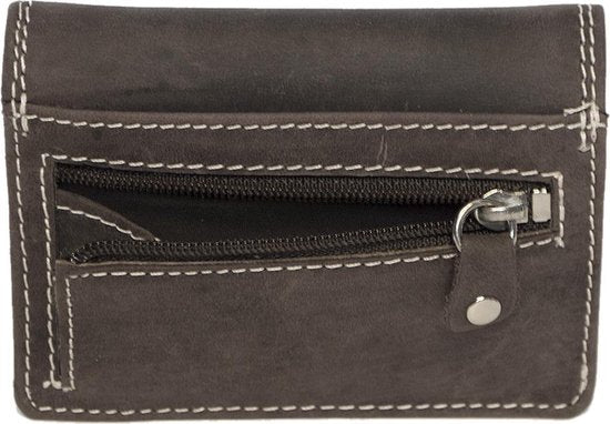 Dames portemonnee mini donkerbruin leer klein model met rits en - Arrigo.nl