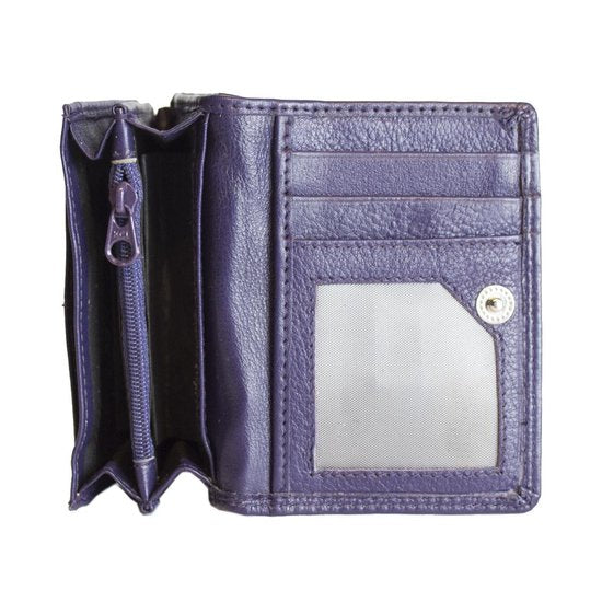 Dames portemonnee mini donkerpaars leer dames portemonnee donkerpaars extra klein - Arrigo Leather Goods