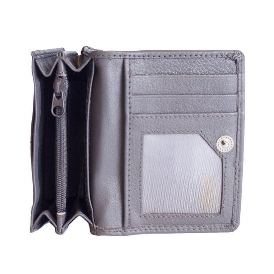 Dames portemonnee mini grijs leer dames portemonnee grijs extra klein - Arrigo Leather Goods