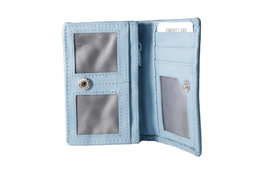 Dames portemonnee mini lichtblauw leer dames portemonnee lichtblauw extra klein - Arrigo Leather Goods