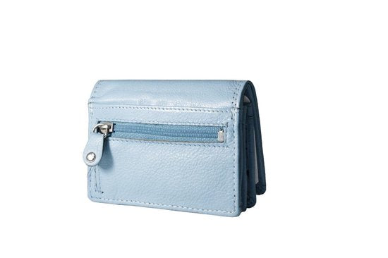 Dames portemonnee mini lichtblauw leer dames portemonnee lichtblauw extra klein - Arrigo Leather Goods