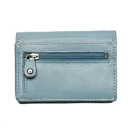 Dames portemonnee mini lichtblauw leer dames portemonnee lichtblauw extra klein - Arrigo Leather Goods