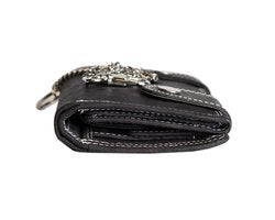 Dames portemonnee of heren portemonnee leer met ketting zwart leder - Arrigo Leather Goods