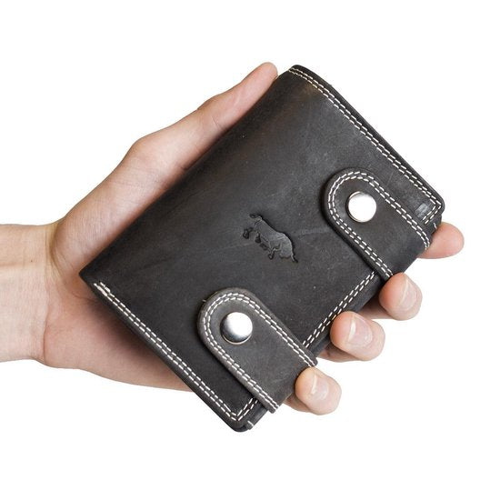 Dames portemonnee of heren portemonnee leer met ketting zwart leder - Arrigo Leather Goods