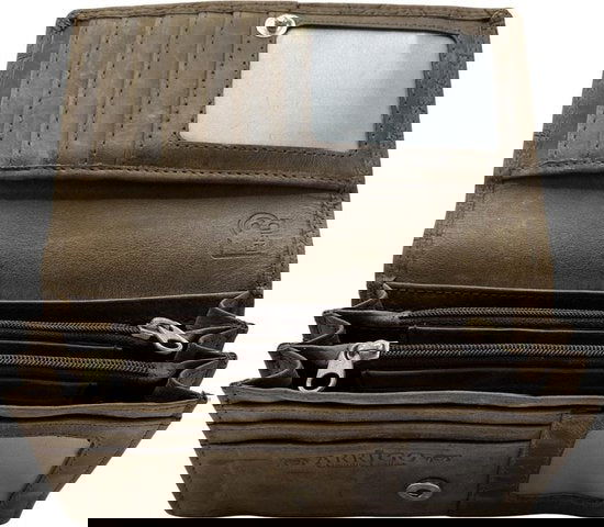 Dames portemonnee rfid bruin leer met croco print portefeuille dames - Arrigo Leather Goods