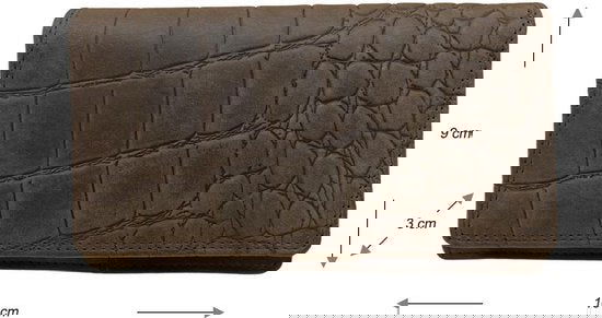 Dames portemonnee rfid bruin leer met croco print portefeuille dames - Arrigo Leather Goods
