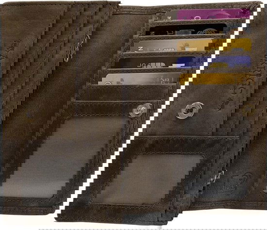 Dames portemonnee rfid bruin leer met croco print portefeuille dames - Arrigo Leather Goods