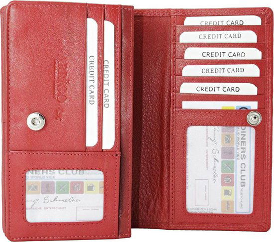 Dames portemonnee rood leer RFID ideale dames portemonnee - Arrigo Leather Goods
