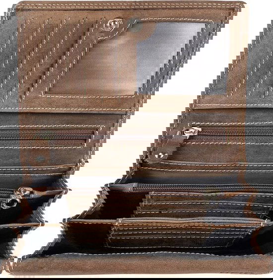 Dames portemonnee van cognackleurig echt leer met RFID-bescherming - Arrigo.nl