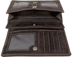 Dames portemonnee van donkerbruin echt leer met RFID-bescherming - Arrigo.nl