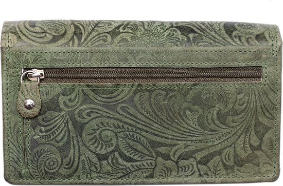 Dames portemonnee van groen leer met RFID-bescherming - Arrigo.nl