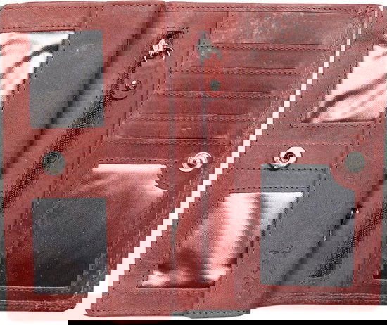 Dames portemonnee van rood leer met bloemenprint en anti-skim bescherming - Arrigo.nl