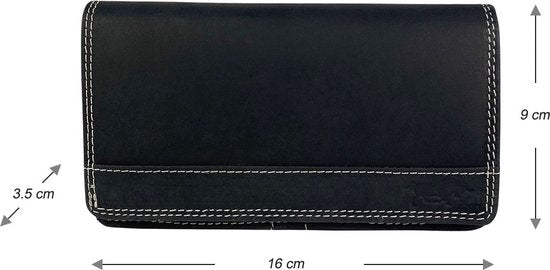 Dames portemonnee van zwart echt leer met RFID-bescherming - Arrigo.nl
