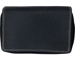 Dames portemonnee zwart leer met ruim rits vak portemonnee dames - Arrigo Leather Goods