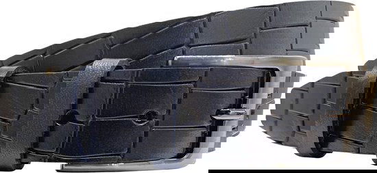 Dames riem heren riem leer met kroko print donkerblauw 3 - Arrigo Leather Goods