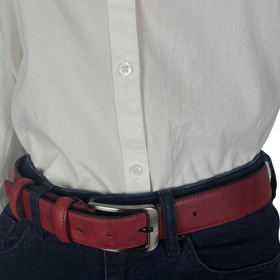 Dames riem rood 3 5 cm breed 110 cm arrigo - Arrigo Leather Goods