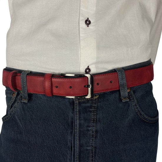Dames riem rood 3 5 cm breed 110 cm arrigo - Arrigo Leather Goods