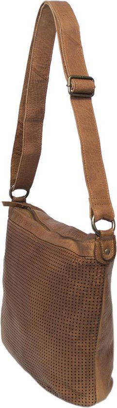 Dames schoudertas bruin leer schoudertas of crossbody tas lichtbruin vintage - Arrigo Leather Goods