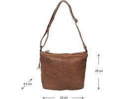 Dames schoudertas bruin leer schoudertas of crossbody tas lichtbruin vintage - Arrigo Leather Goods
