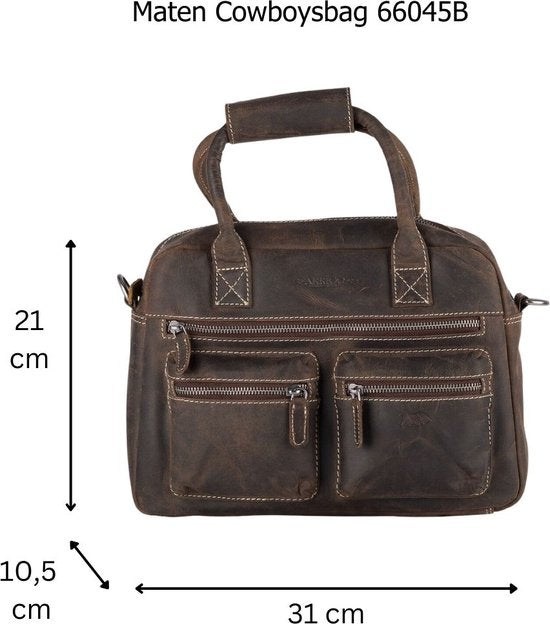 Dames tas buffelleer donkerbruin met een schouderriem en handvatten medium - Arrigo Leather Goods