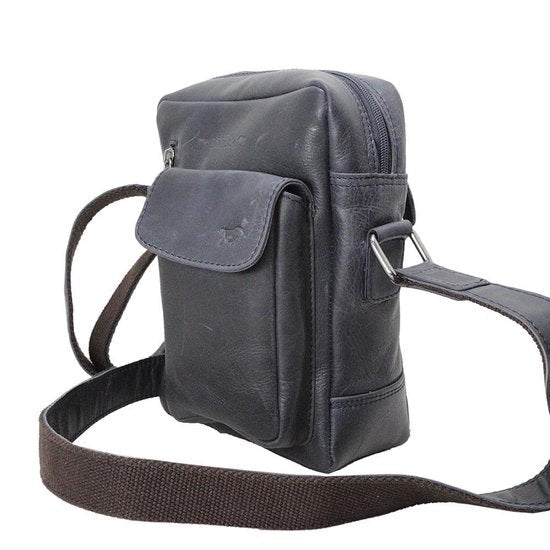 Dames tas donkerblauw leer heren tas donkerblauw leer donkerblauwe crossbody - Arrigo Leather Goods