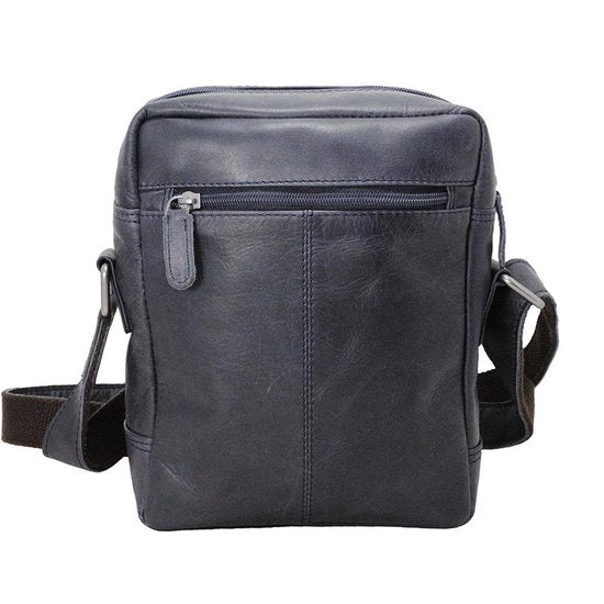 Dames tas donkerblauw leer heren tas donkerblauw leer donkerblauwe crossbody - Arrigo Leather Goods