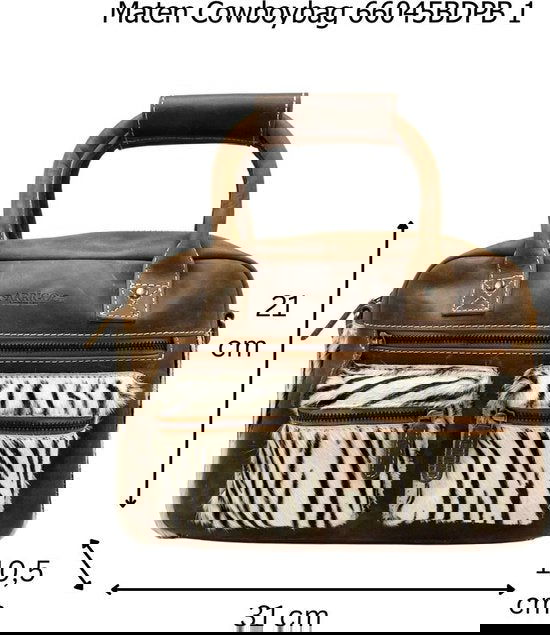 Dames tas donkerbruin leer met een zebra print dames schoudertas - Arrigo.nl